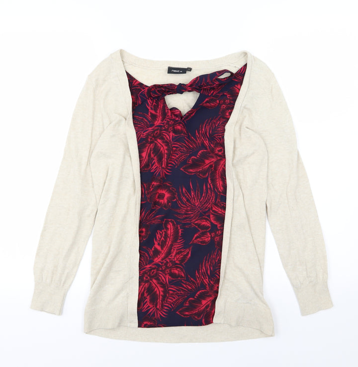 NEXT Womens Beige Floral Knit Pullover Jumper Size 6