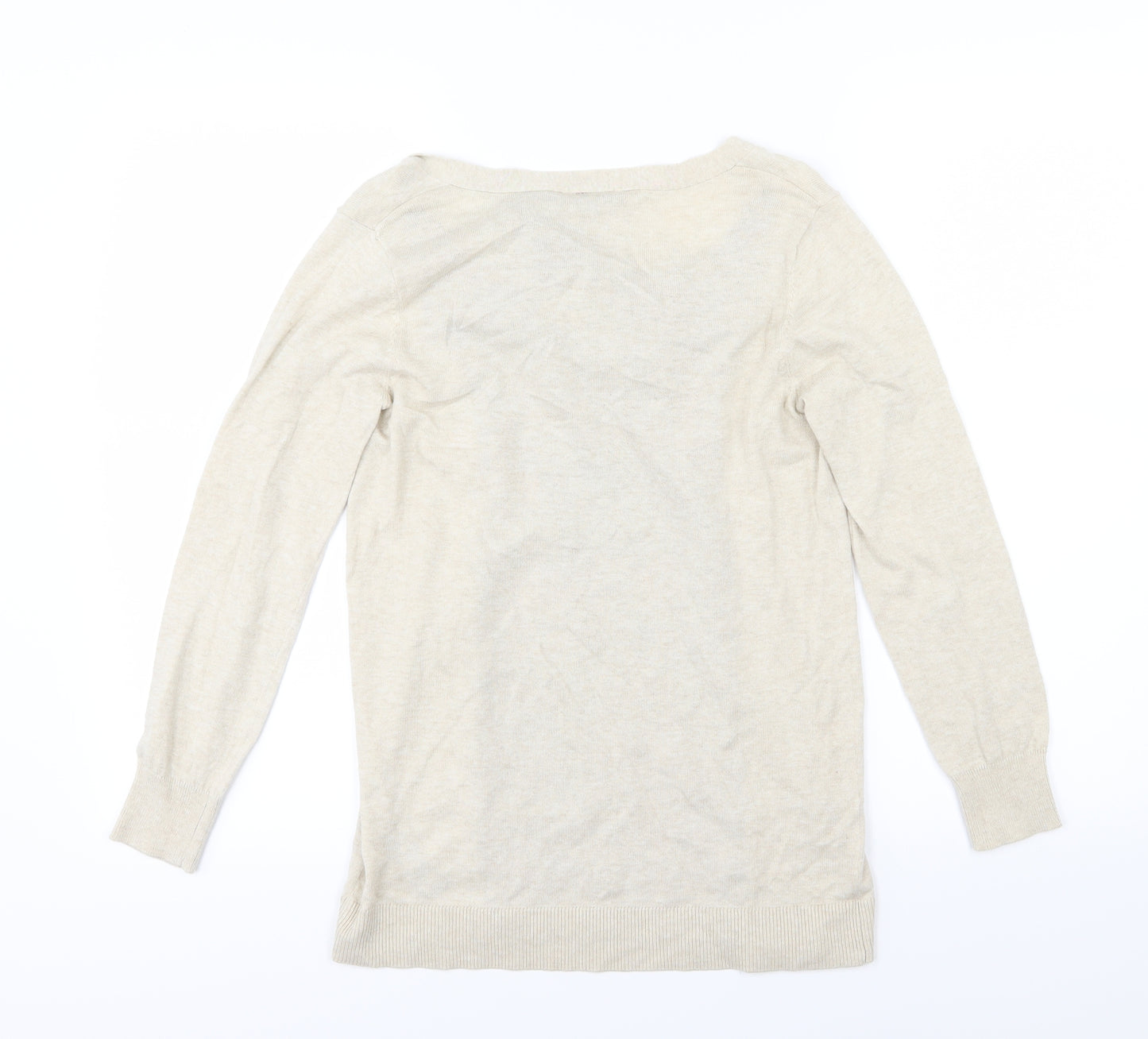 NEXT Womens Beige Floral Knit Pullover Jumper Size 6