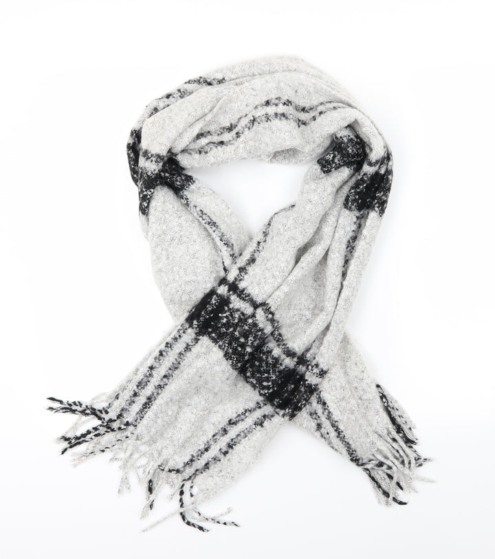 River Island Womens Grey Striped Knit Scarf