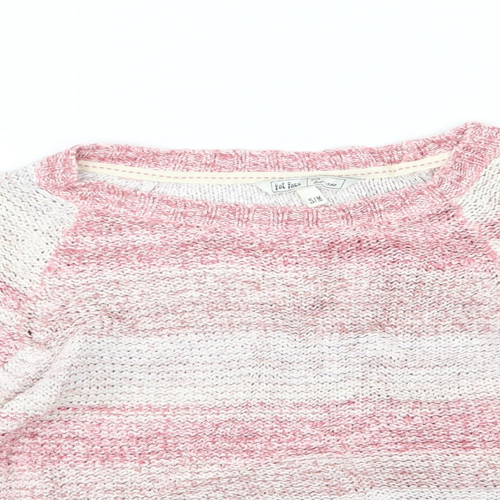 Fat Face Womens Pink Striped Knit Pullover Jumper Size S
