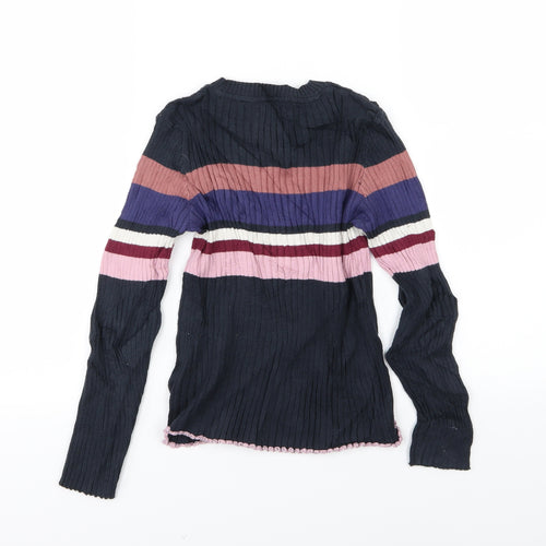 Marks and Spencer Girls Multicoloured Striped Knit Pullover Jumper Size 8-9 Years