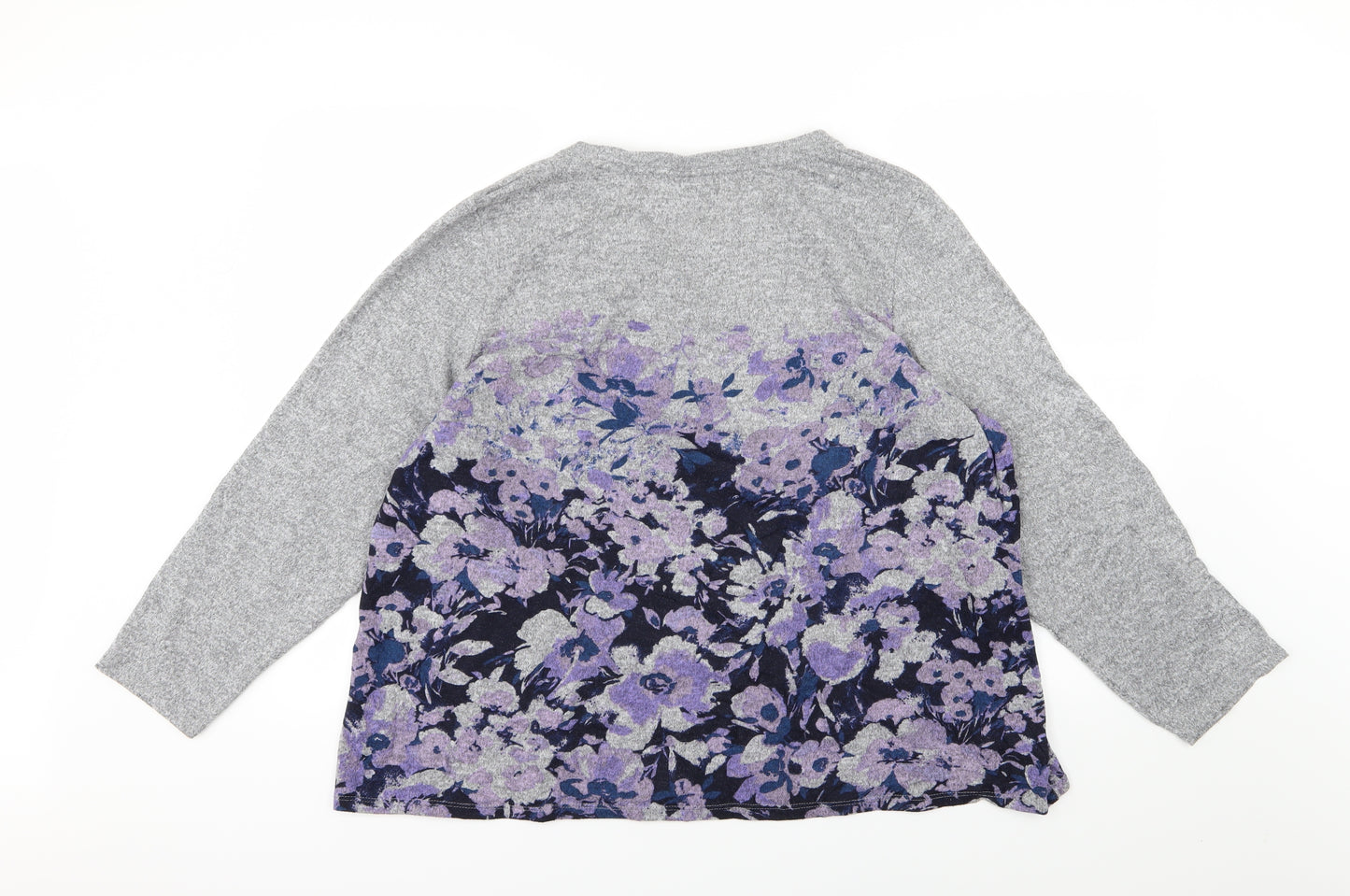 Marks and Spencer Womens Grey Floral Knit Pullover Jumper Size 24