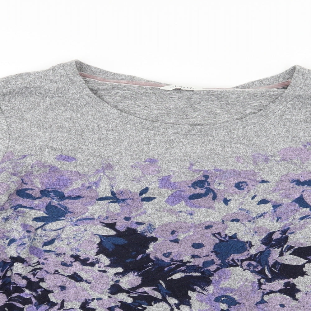 Marks and Spencer Womens Grey Floral Knit Pullover Jumper Size 24