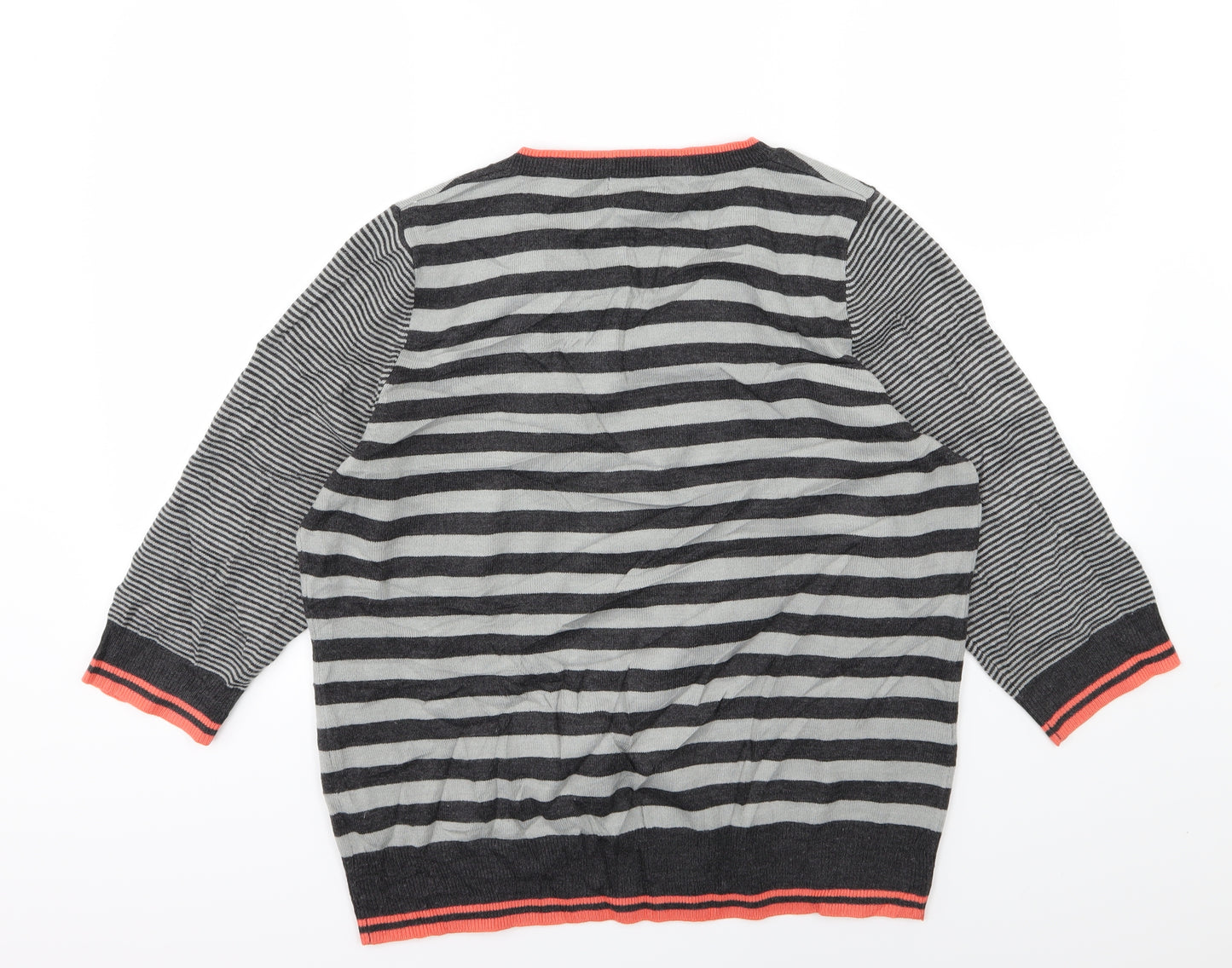 Per Una Womens Grey Striped Knit Pullover Jumper Size 20