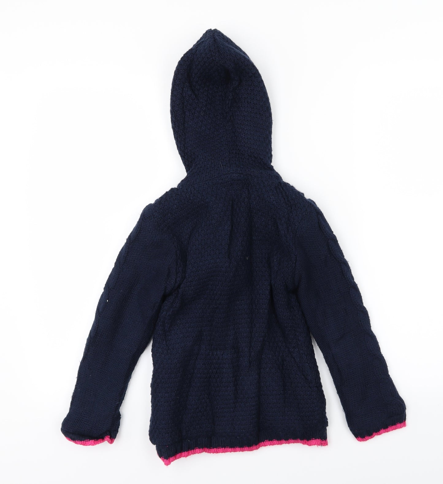 George Girls Blue Floral Knit Cardigan Jumper Size 5-6 Years  - Fleece Lined