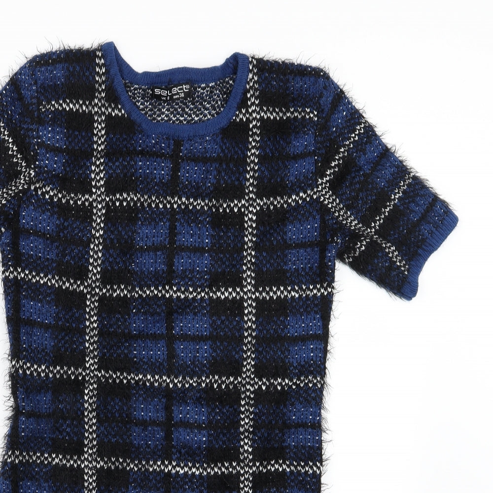 Select Womens Blue Striped Knit Jumper Dress  Size 8