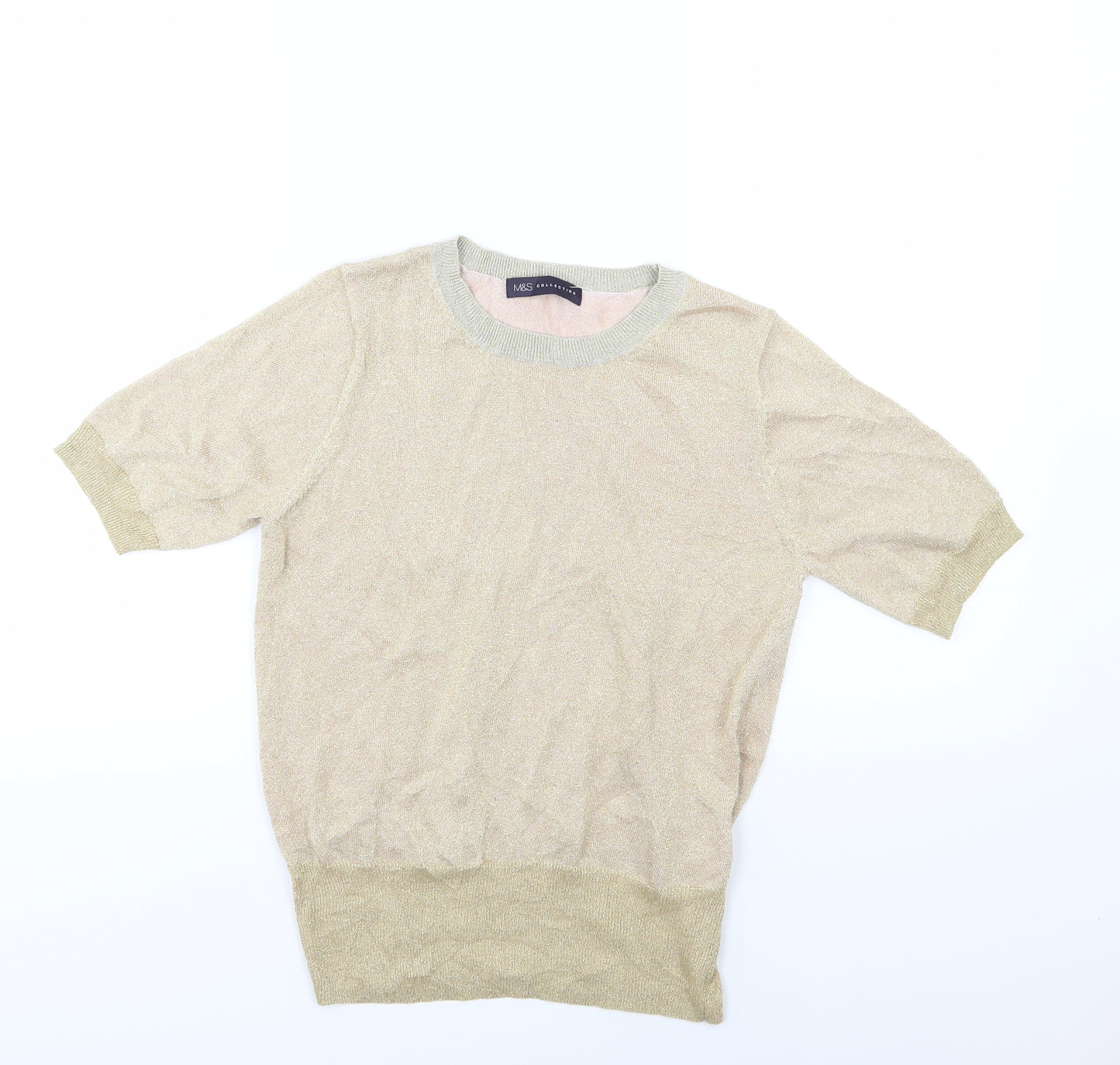 Marks and Spencer Womens Gold  Knit Pullover Jumper Size M