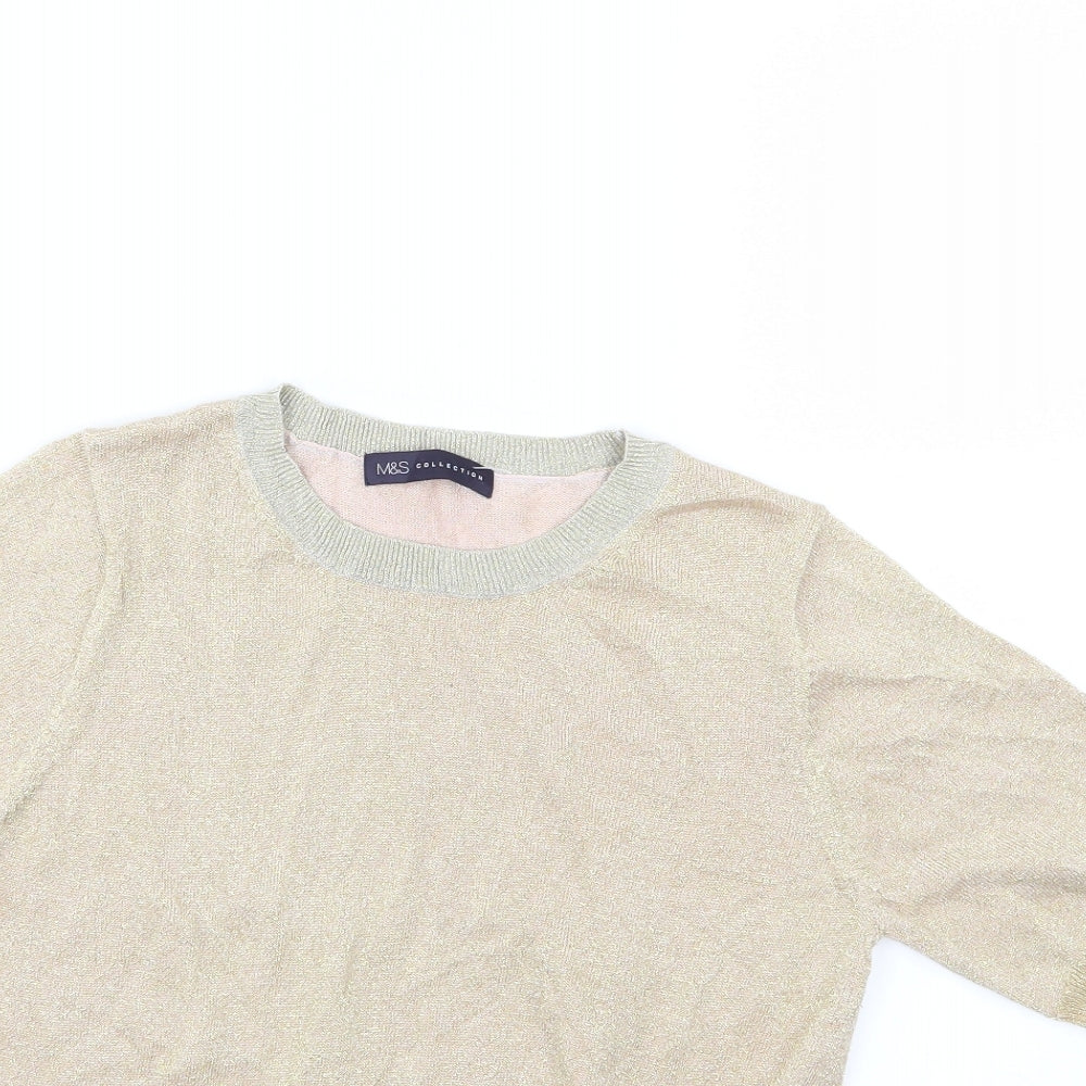 Marks and Spencer Womens Gold  Knit Pullover Jumper Size M
