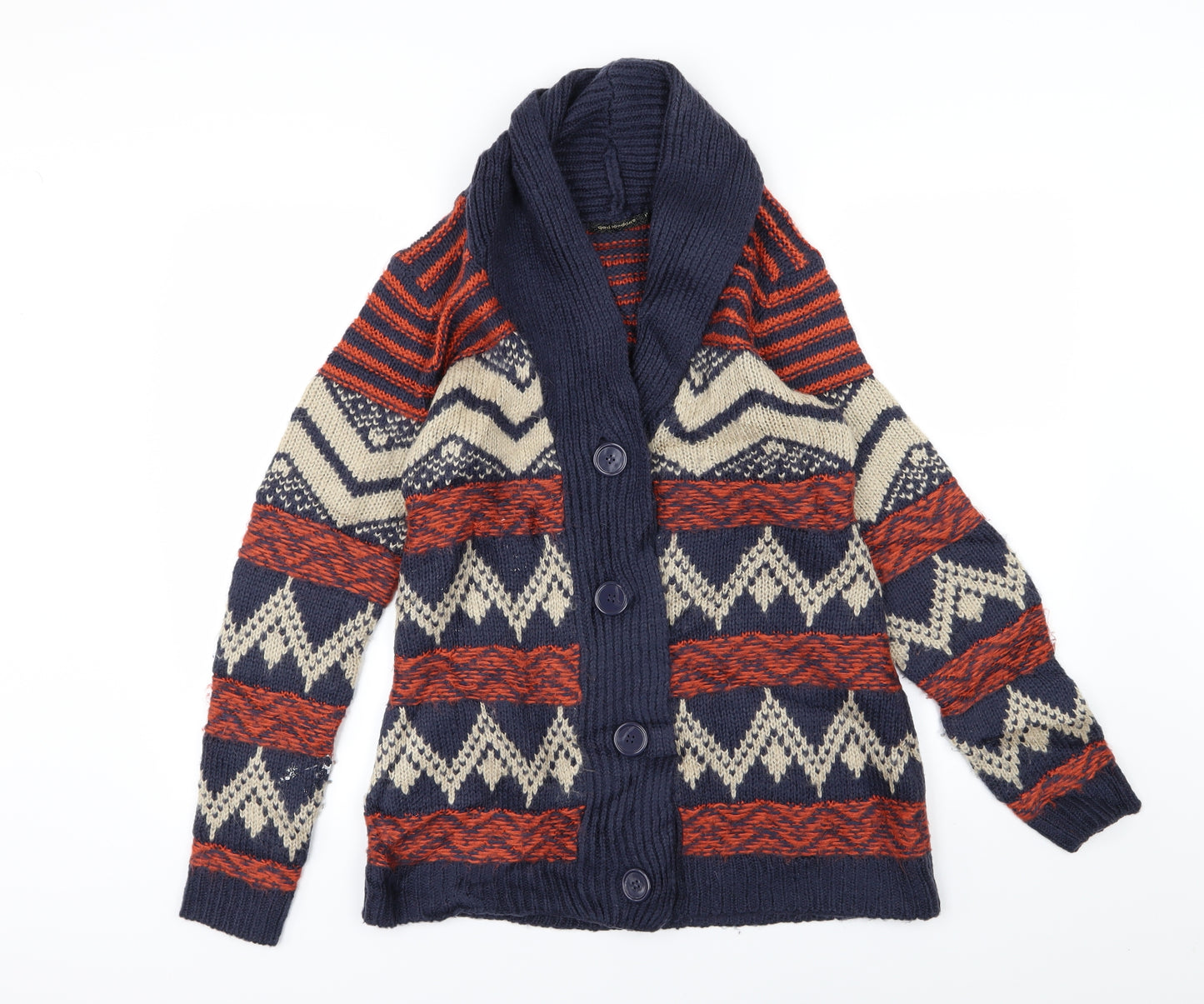 QED London Womens Multicoloured Geometric Knit Cardigan Jumper Size M