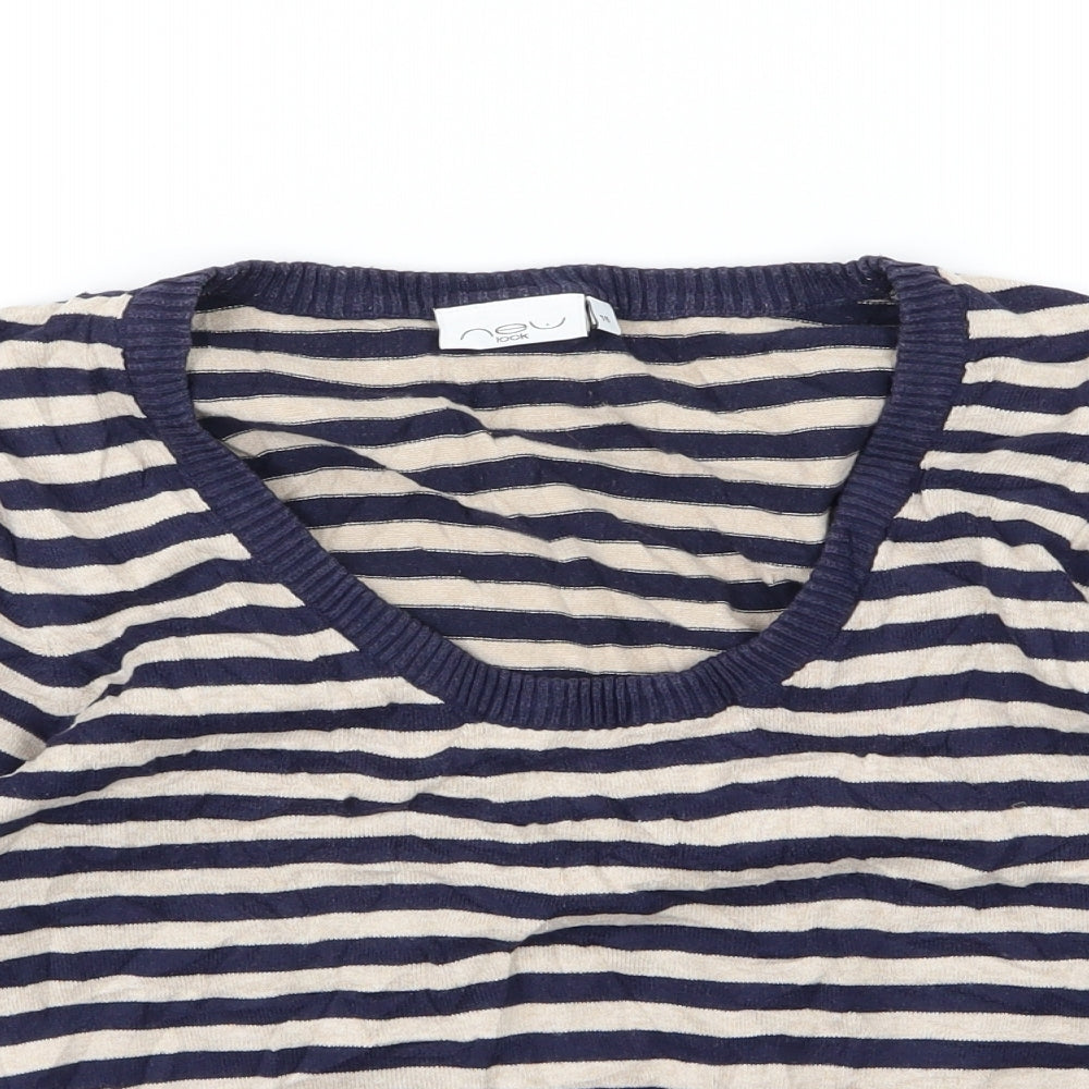New Look Womens Blue Striped Knit Pullover Jumper Size 12