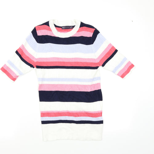 M&S Womens Multicoloured Striped  Pullover Jumper Size 10