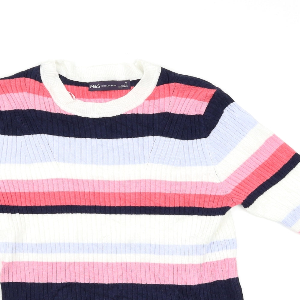 M&S Womens Multicoloured Striped  Pullover Jumper Size 10