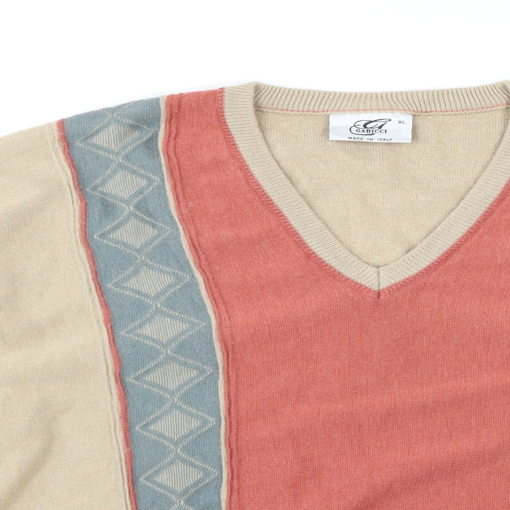 Gabicci Mens Multicoloured Argyle/Diamond  Pullover Jumper Size XL