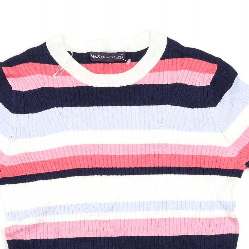M&S Womens Multicoloured Striped  Pullover Jumper Size 20