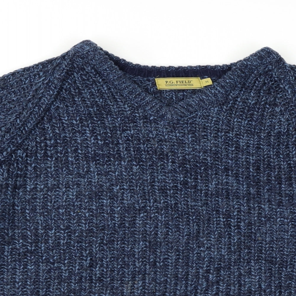 P.G Field Mens Blue Herringbone  Pullover Jumper Size M
