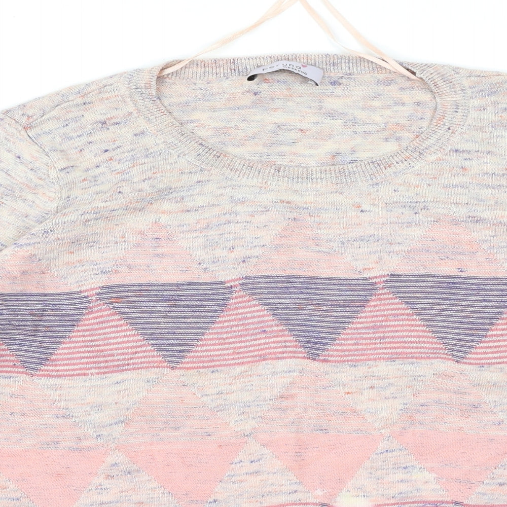 M&S Womens Multicoloured Argyle/Diamond  Pullover Jumper Size 14