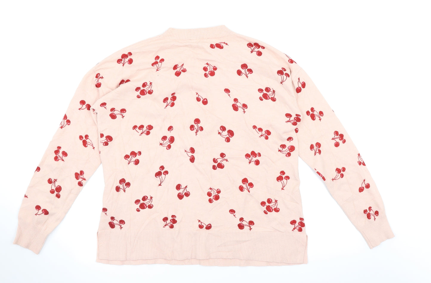 Oasis Womens Pink Polka Dot  Pullover Jumper Size 8  - Cherries