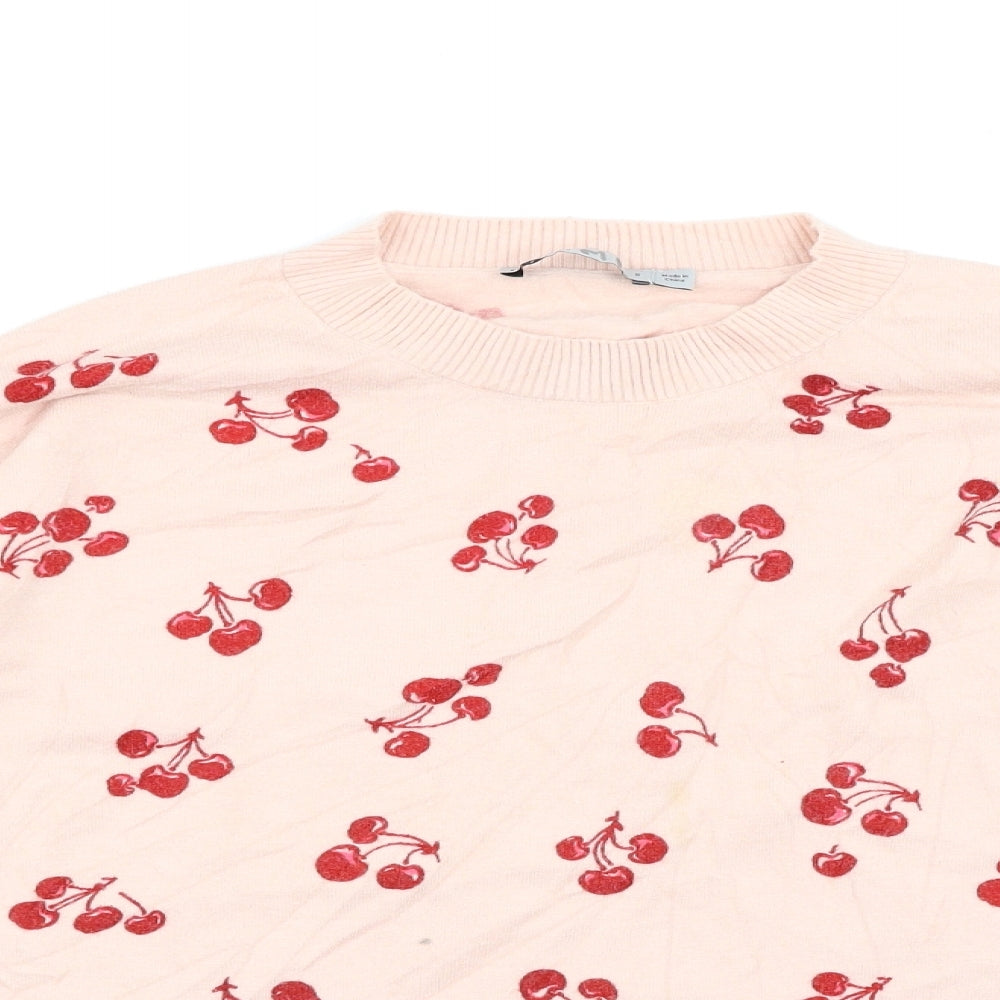 Oasis Womens Pink Polka Dot  Pullover Jumper Size 8  - Cherries