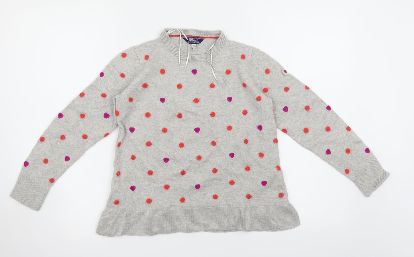 Joules  Womens Grey Polka Dot  Pullover Jumper Size 12  - Hearts