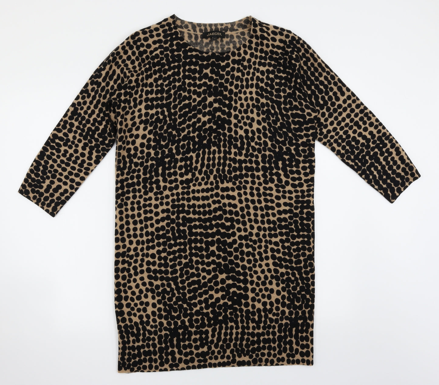 Jaeger Womens Gold Polka Dot  Pullover Jumper Size S
