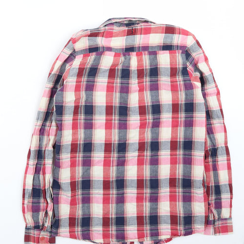 Boohoo Womens Pink Check  Basic Button-Up Size 8