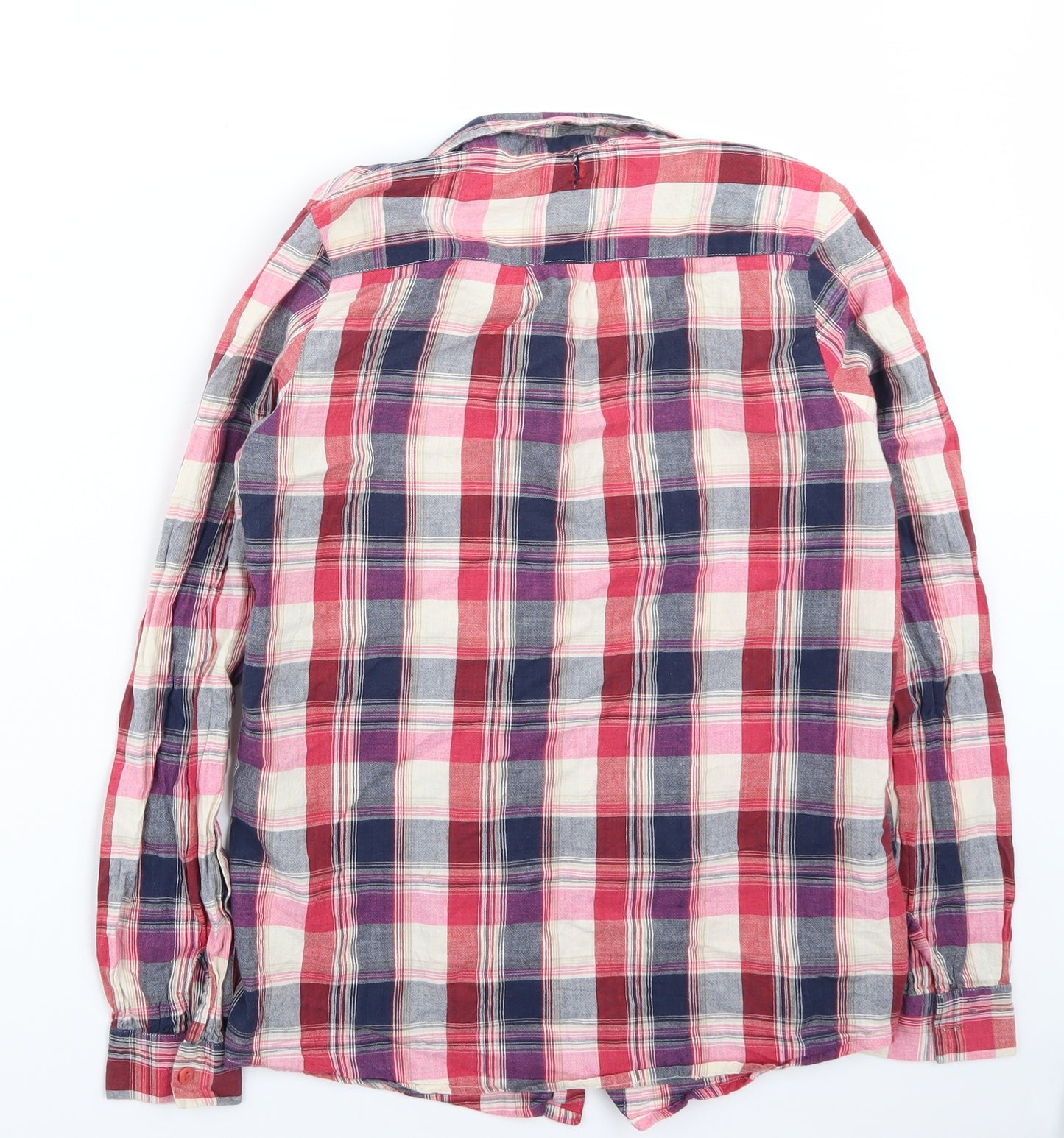 Boohoo Womens Pink Check  Basic Button-Up Size 8