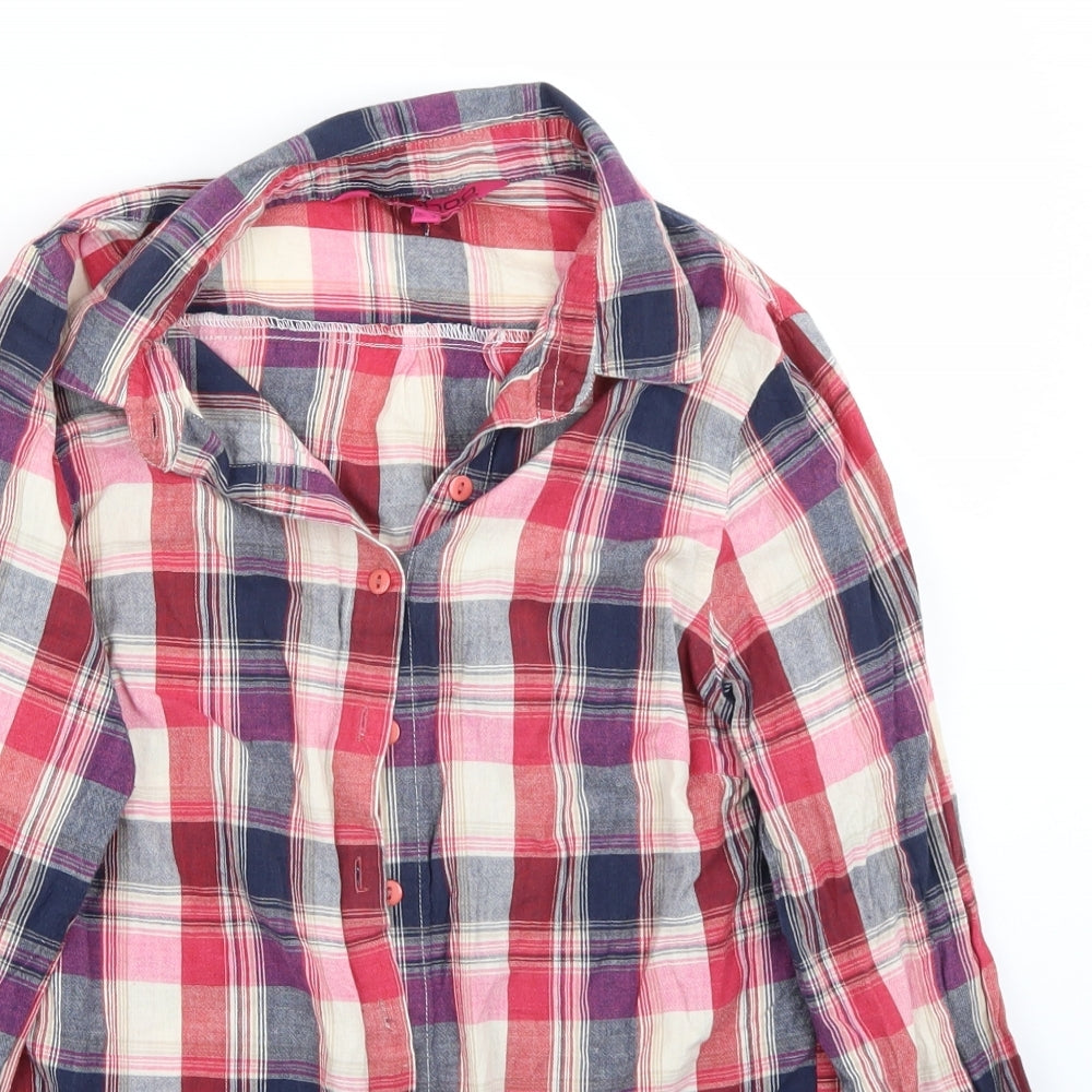 Boohoo Womens Pink Check  Basic Button-Up Size 8
