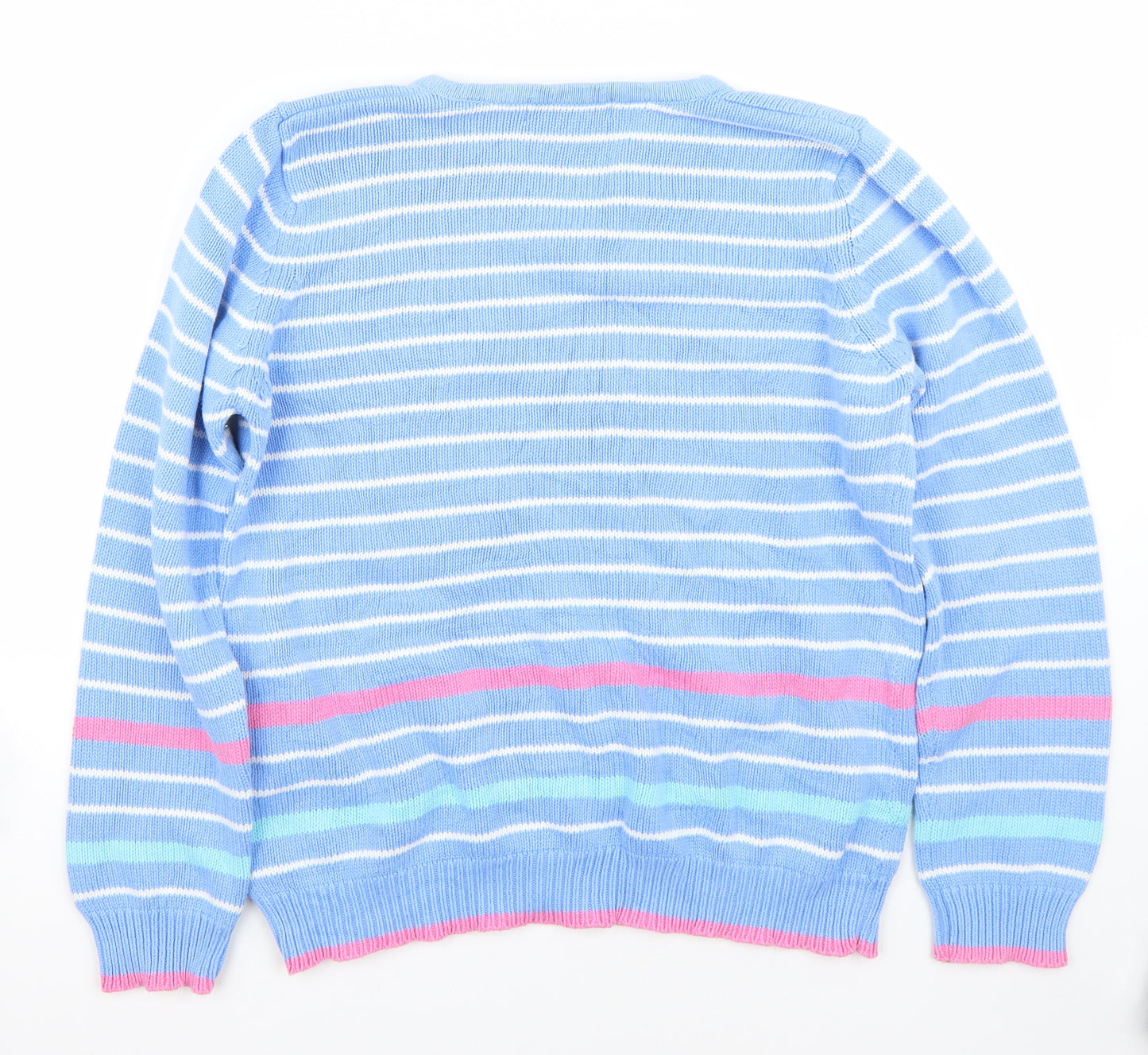 EWM Womens Blue Striped  Pullover Jumper Size M