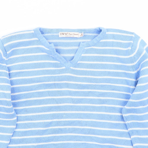 EWM Womens Blue Striped  Pullover Jumper Size M