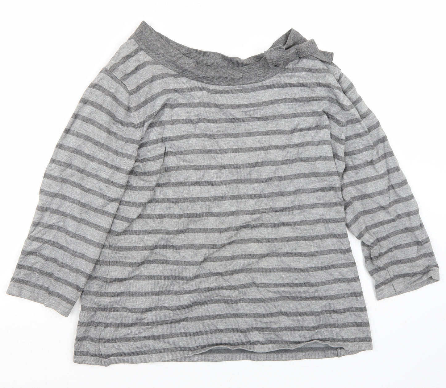 Alexandra Womens Grey Striped  Pullover Jumper Size M