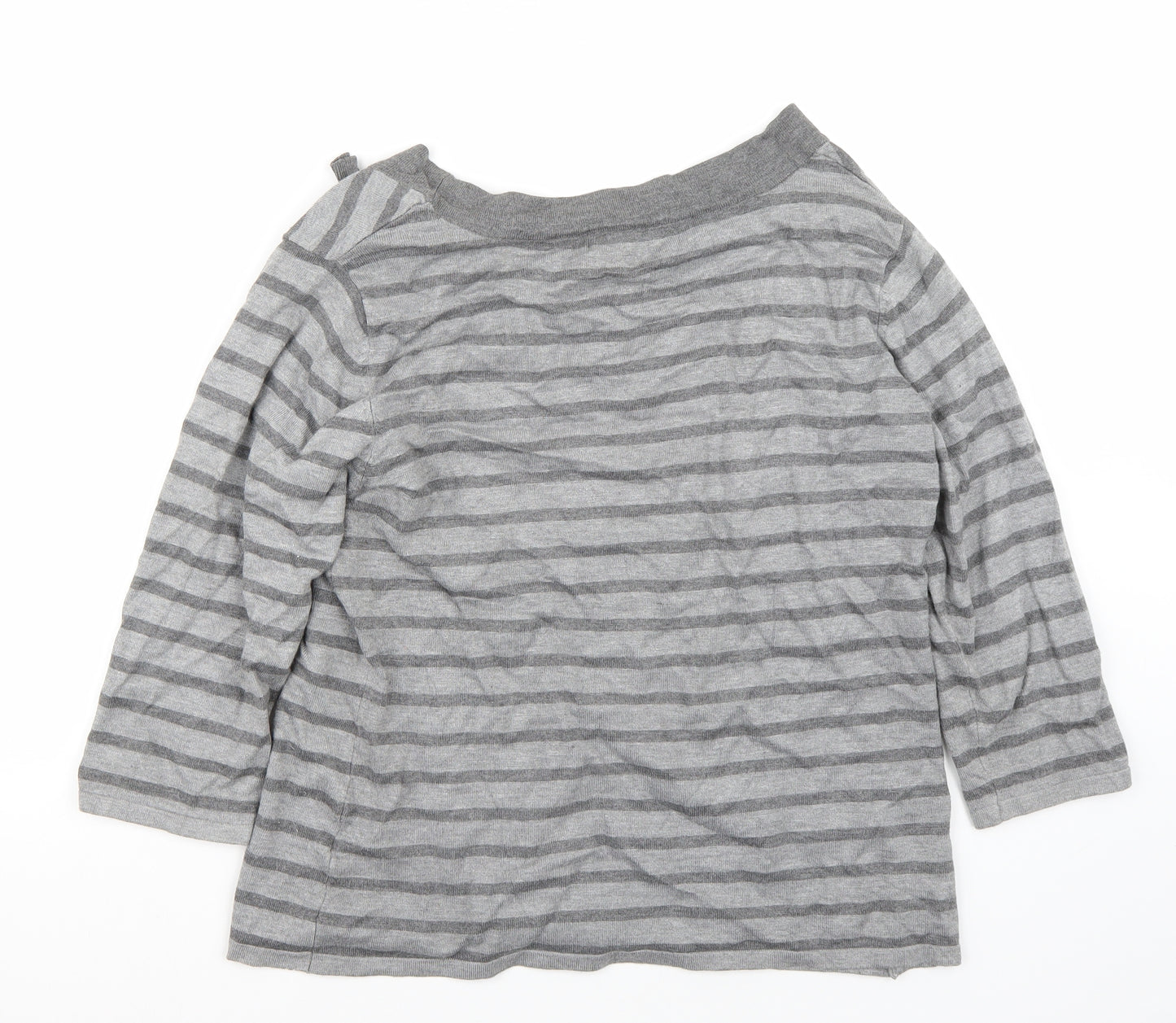 Alexandra Womens Grey Striped  Pullover Jumper Size M