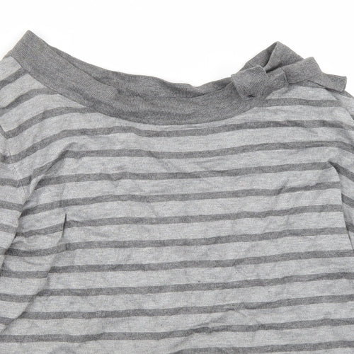 Alexandra Womens Grey Striped  Pullover Jumper Size M
