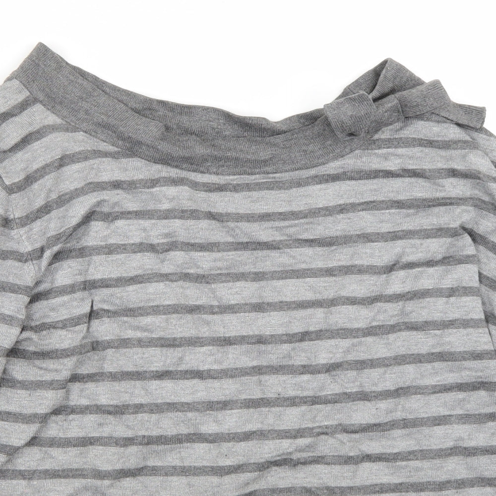 Alexandra Womens Grey Striped  Pullover Jumper Size M
