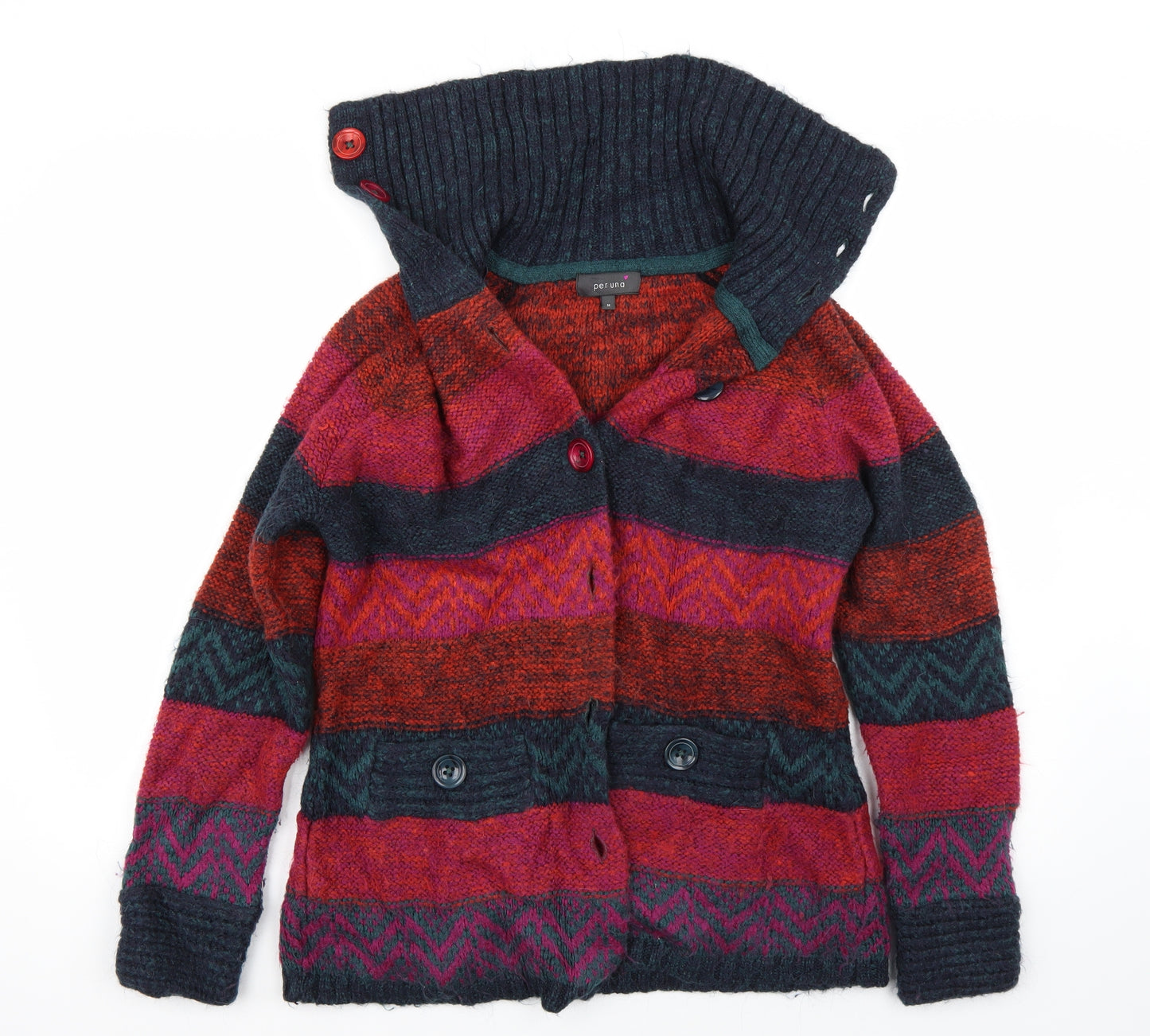 Per Una Womens Pink Striped  Cardigan Jumper Size M