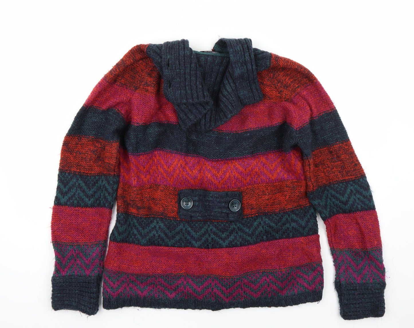 Per Una Womens Pink Striped  Cardigan Jumper Size M