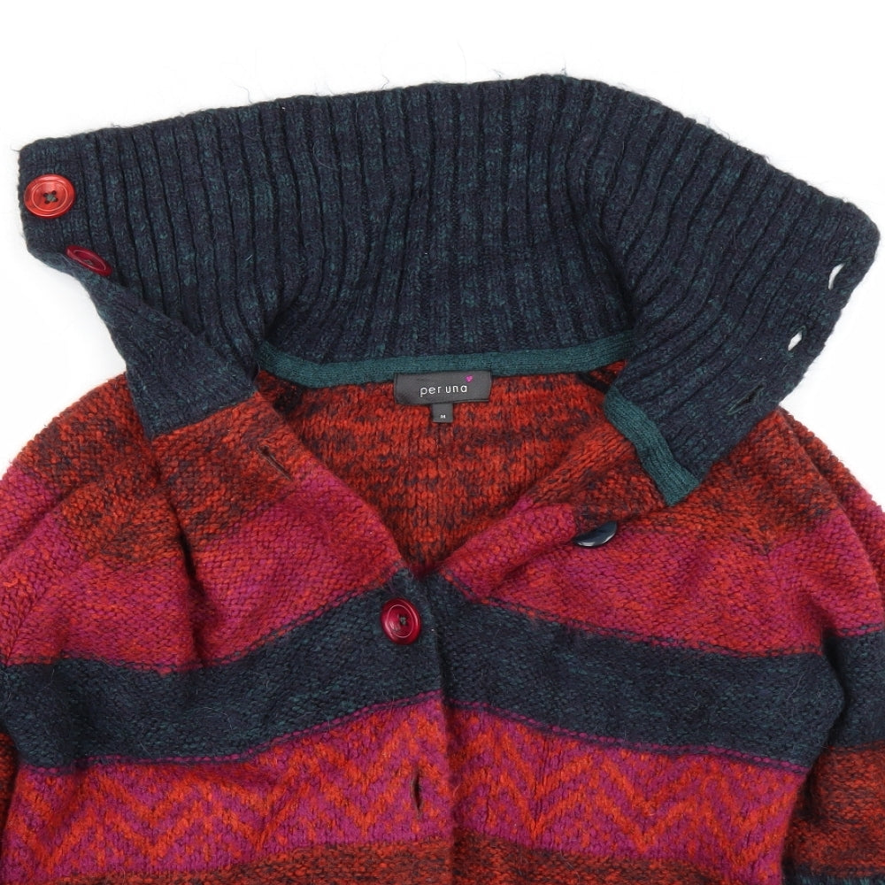 Per Una Womens Pink Striped  Cardigan Jumper Size M