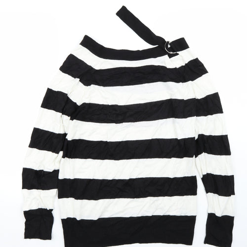 Topshop Womens White Striped  Pullover Jumper Size 10