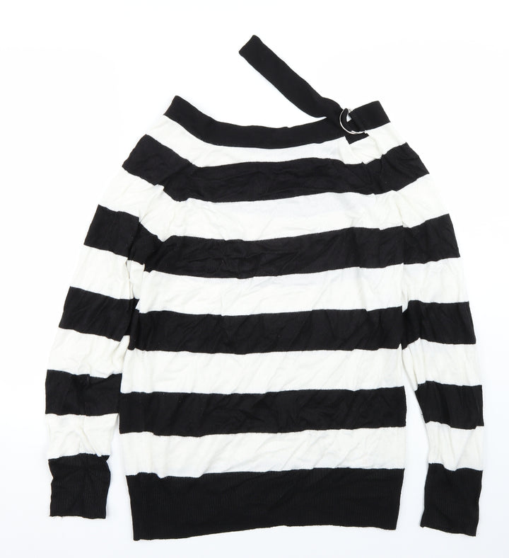 Topshop Womens White Striped Pullover Jumper Size 10