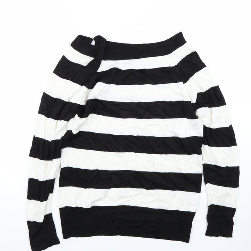 Topshop Womens White Striped  Pullover Jumper Size 10