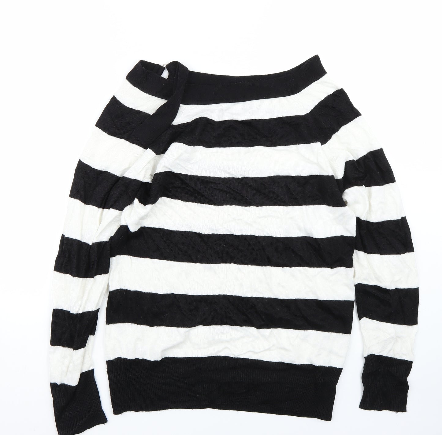 Topshop Womens White Striped  Pullover Jumper Size 10