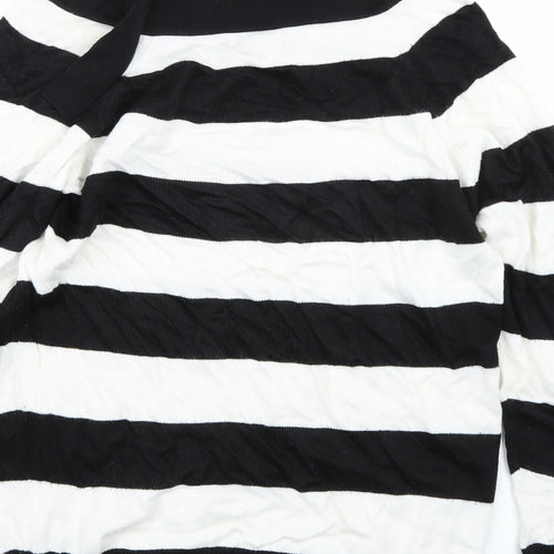 Topshop Womens White Striped  Pullover Jumper Size 10