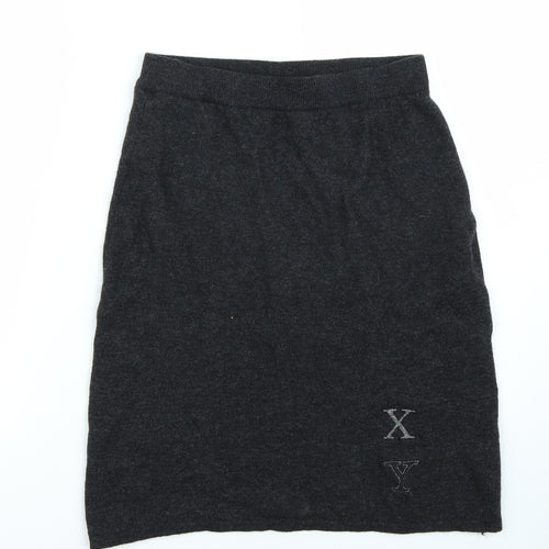 Frapp Womens Grey   A-Line Skirt Size 28