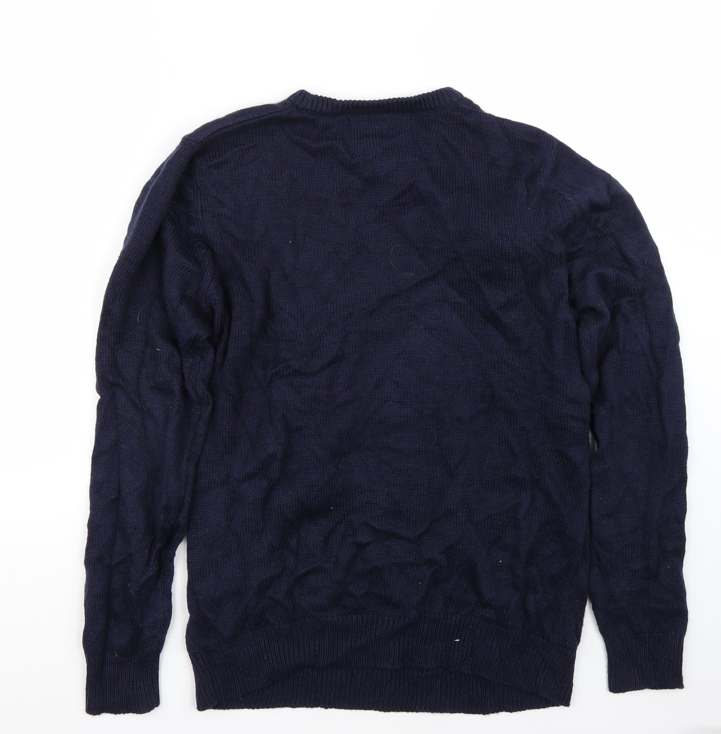 Merry Christmas Mens Blue   Pullover Jumper Size S