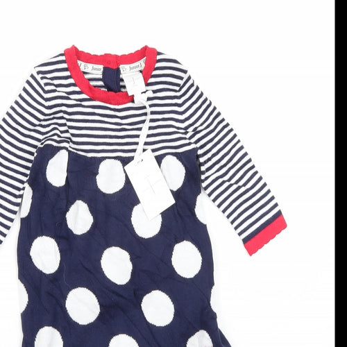 Jasper Conran Girls Blue Striped  A-Line  Size 3-6 Months
