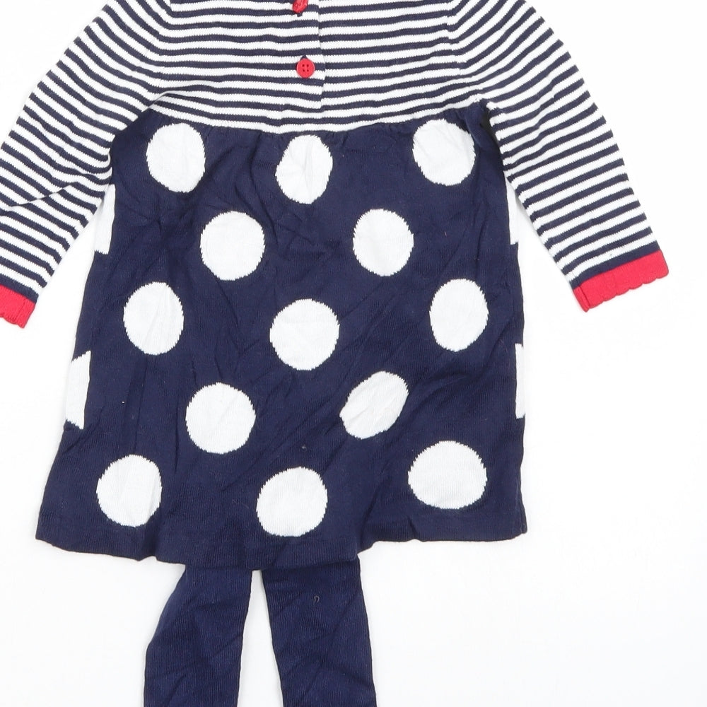 Jasper Conran Girls Blue Striped  A-Line  Size 3-6 Months