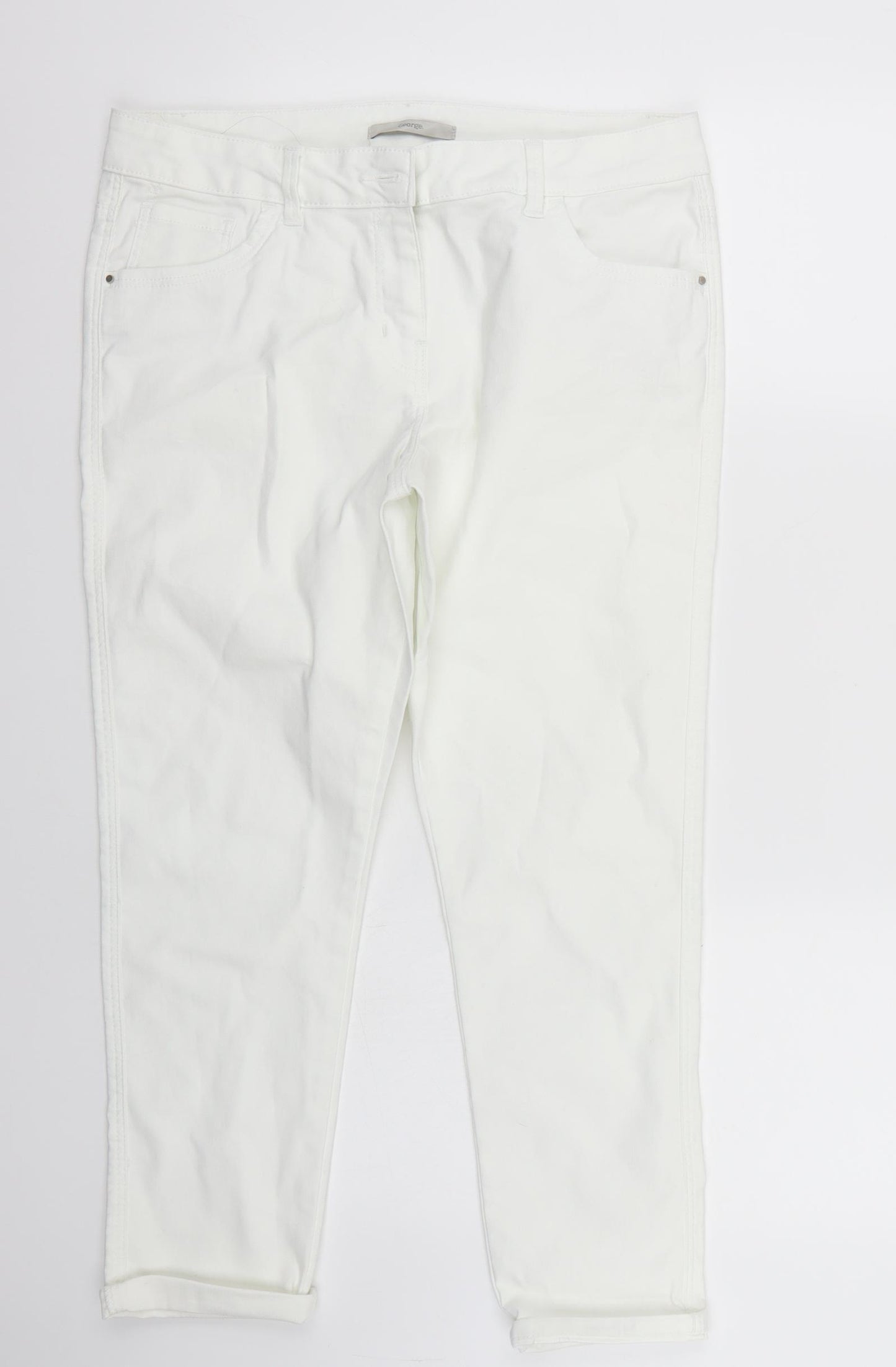 George Womens White   Cropped Jeans Size 14 L25 in