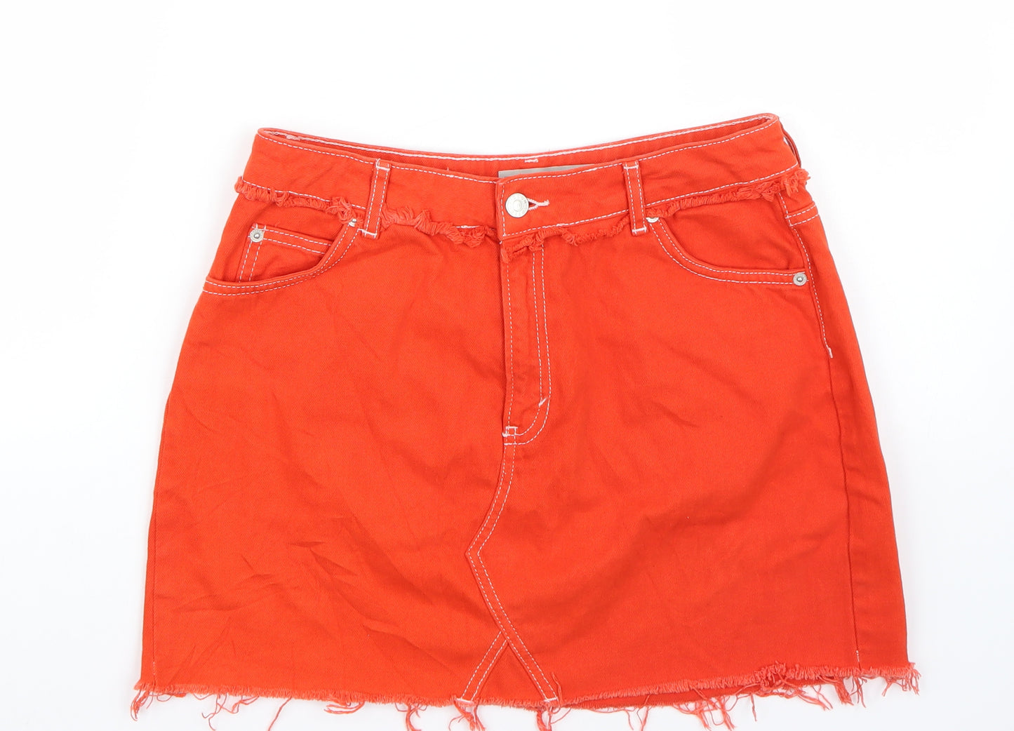 Topshop Womens Orange   A-Line Skirt Size 12