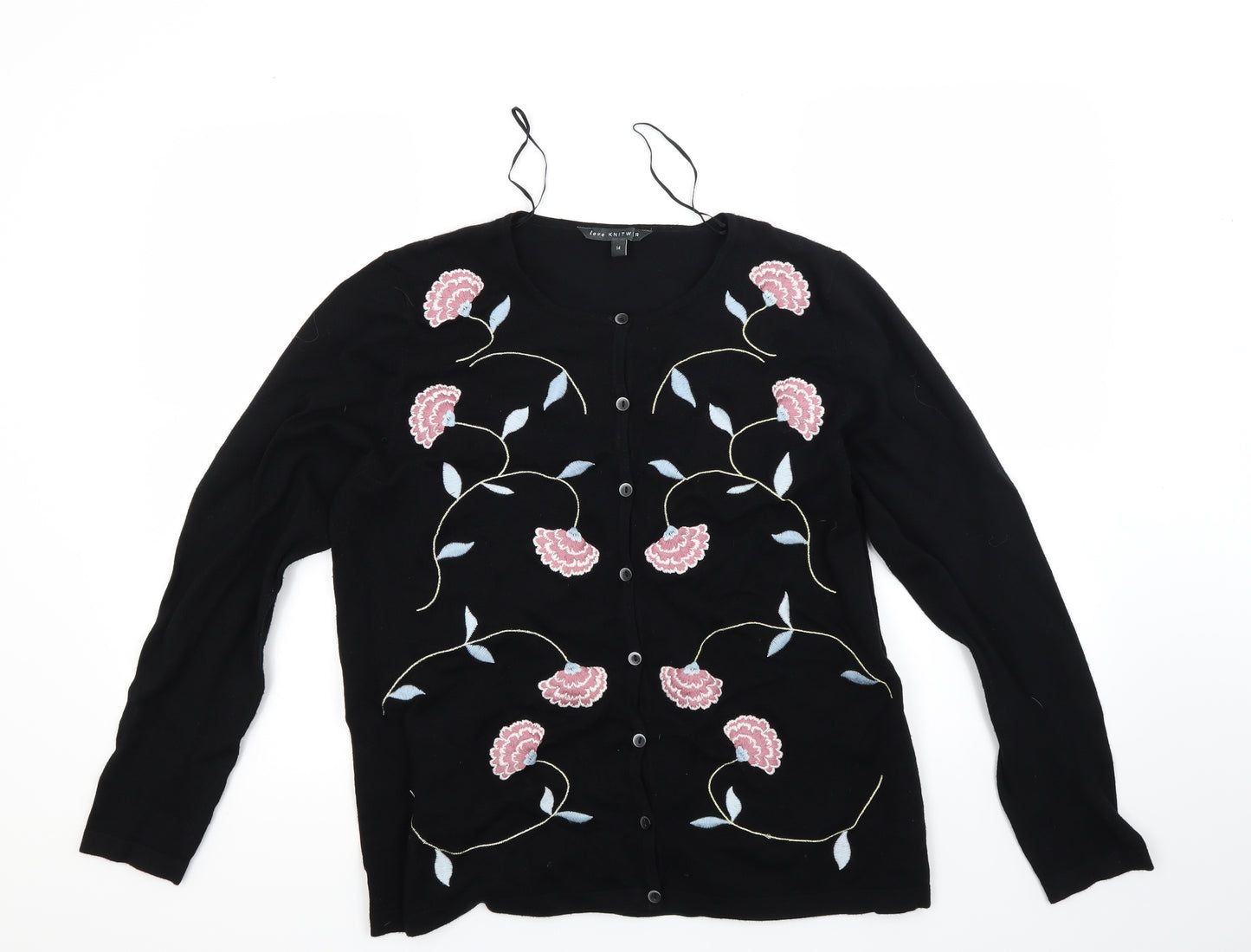 Bonmarché Womens Black Floral  Cardigan Jumper Size 14