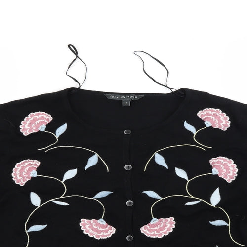 Bonmarché Womens Black Floral  Cardigan Jumper Size 14