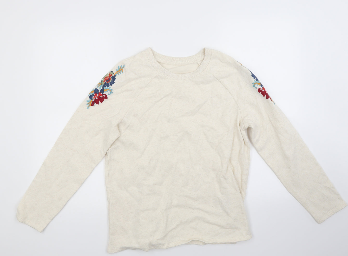 Avon Womens Ivory Floral  Pullover Sweatshirt Size 10